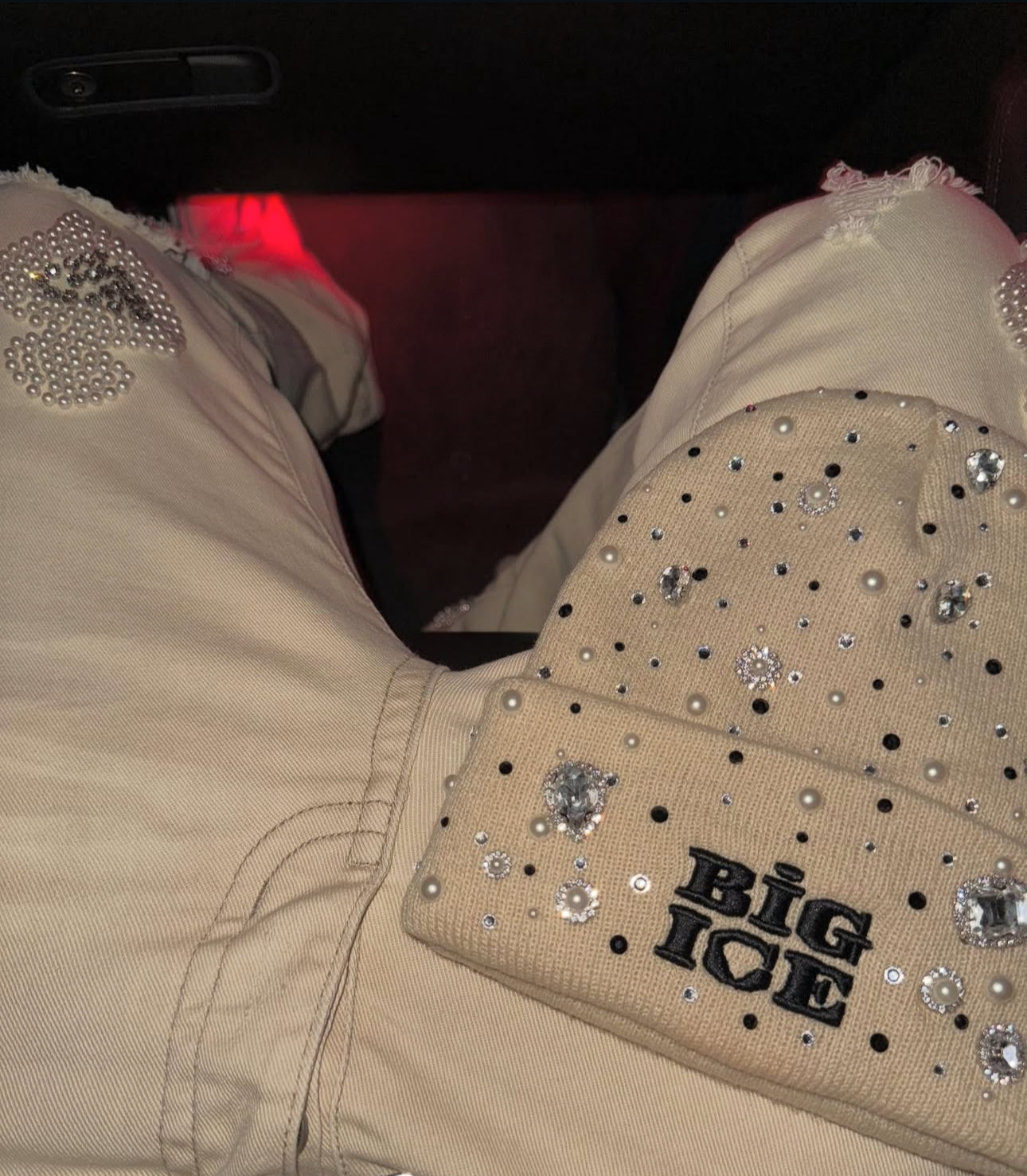 Beige Big Ice Beanie